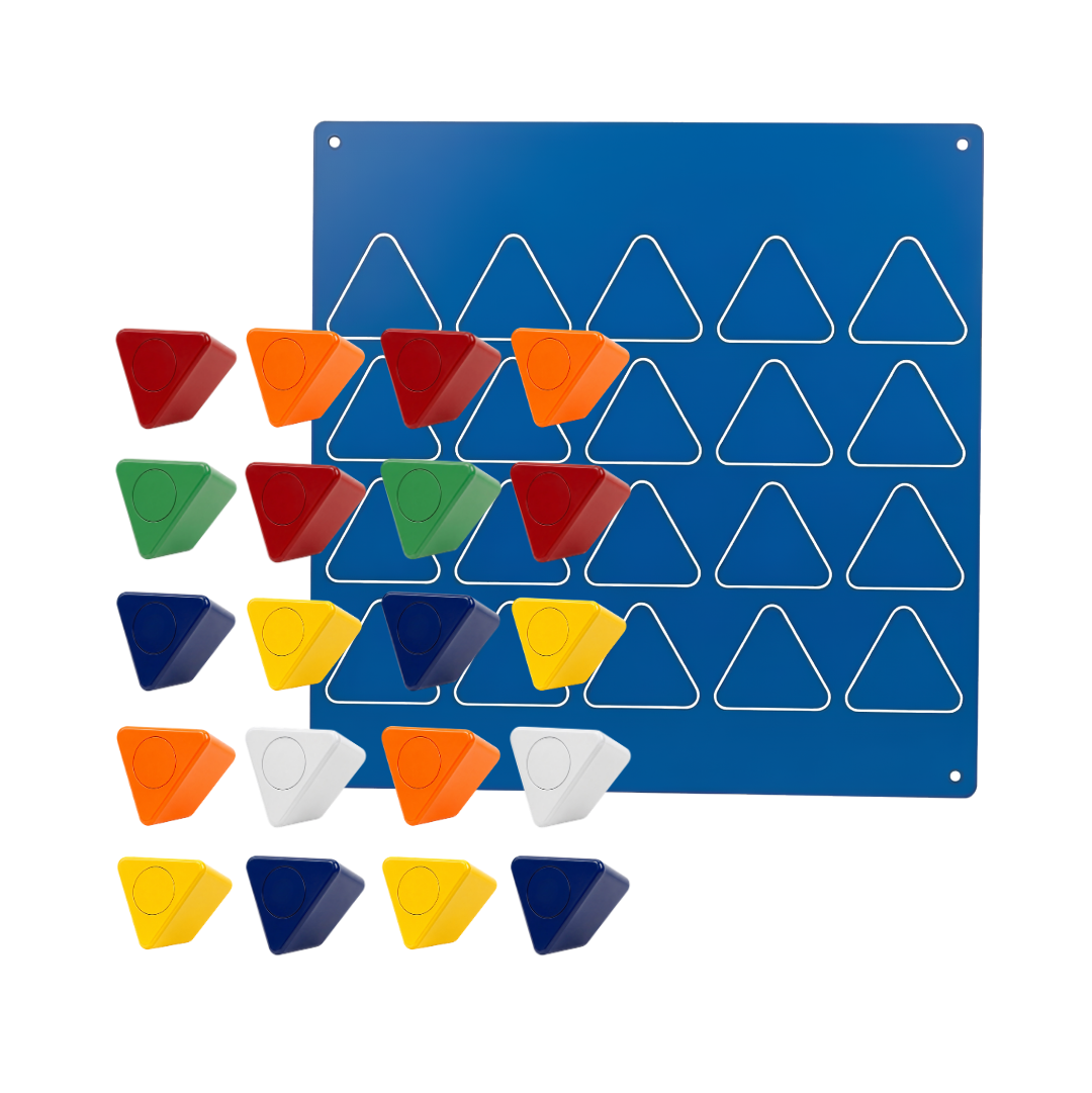 CarBlox full block system with coloured blocks on a blue board